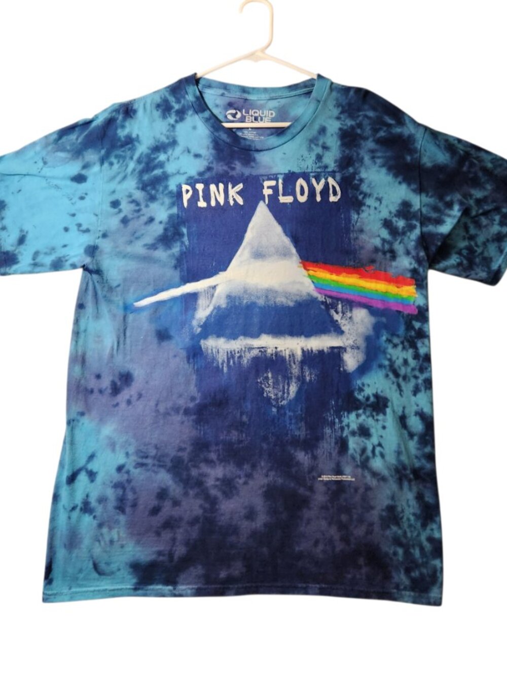 Pink Floyd Dark Side Of The Moon 2015 Liquid Blue T-Shirt Size Large Tie-Dye